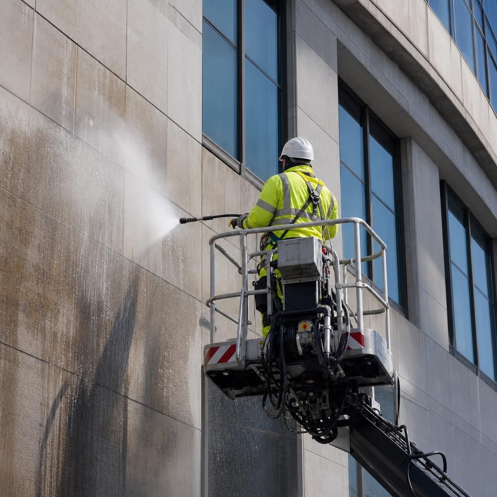 Cleaning of a commercial roof