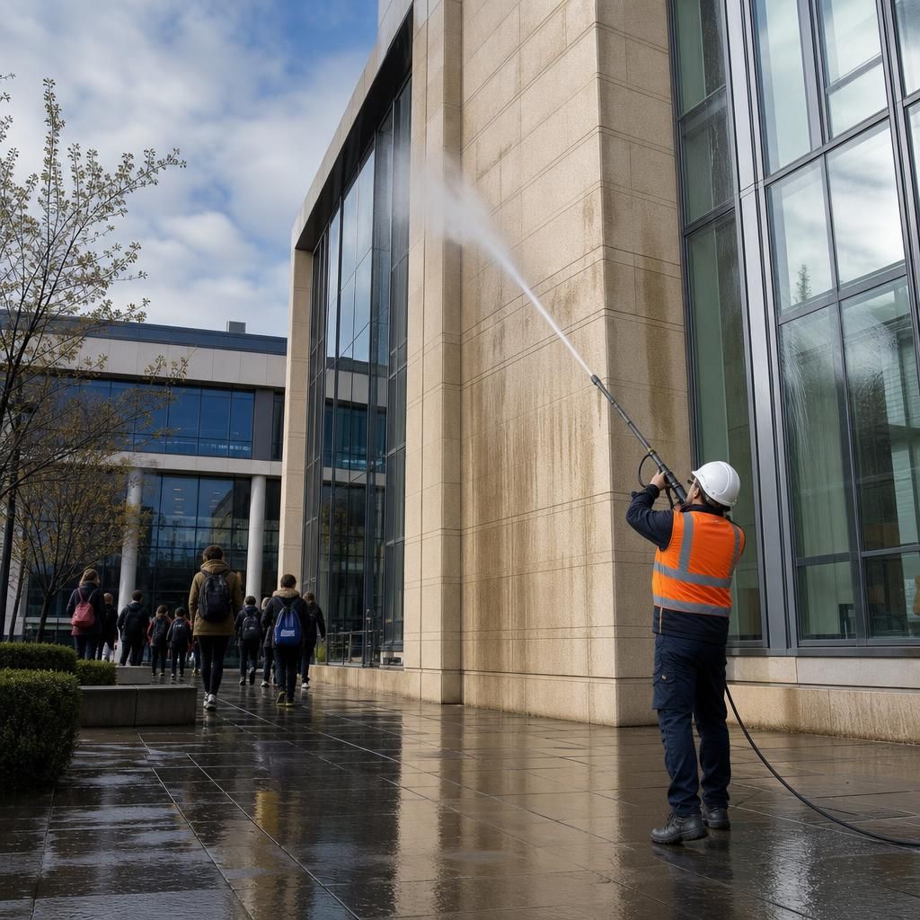 Steam cleaning university roof