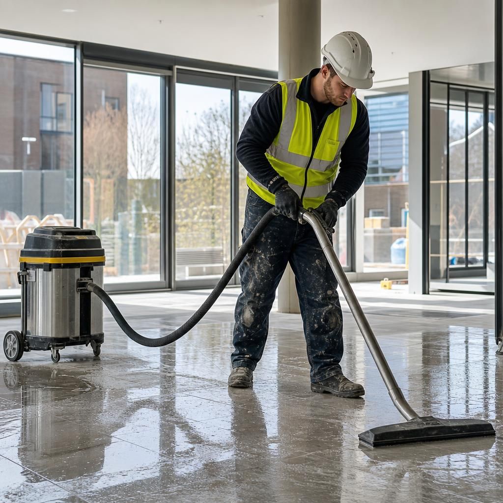 Technicians performing high-level cleaning.