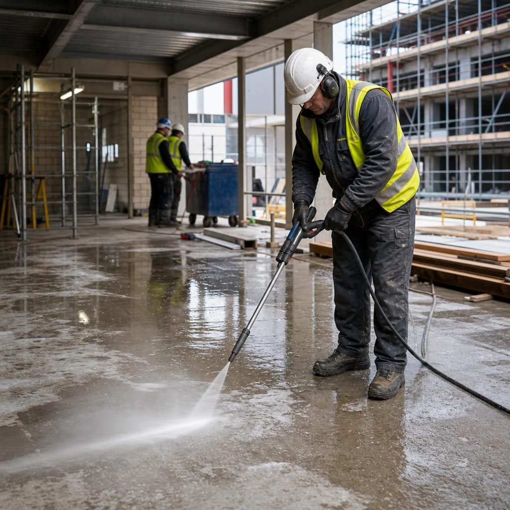 Specialised chemical cleaning on a construction site