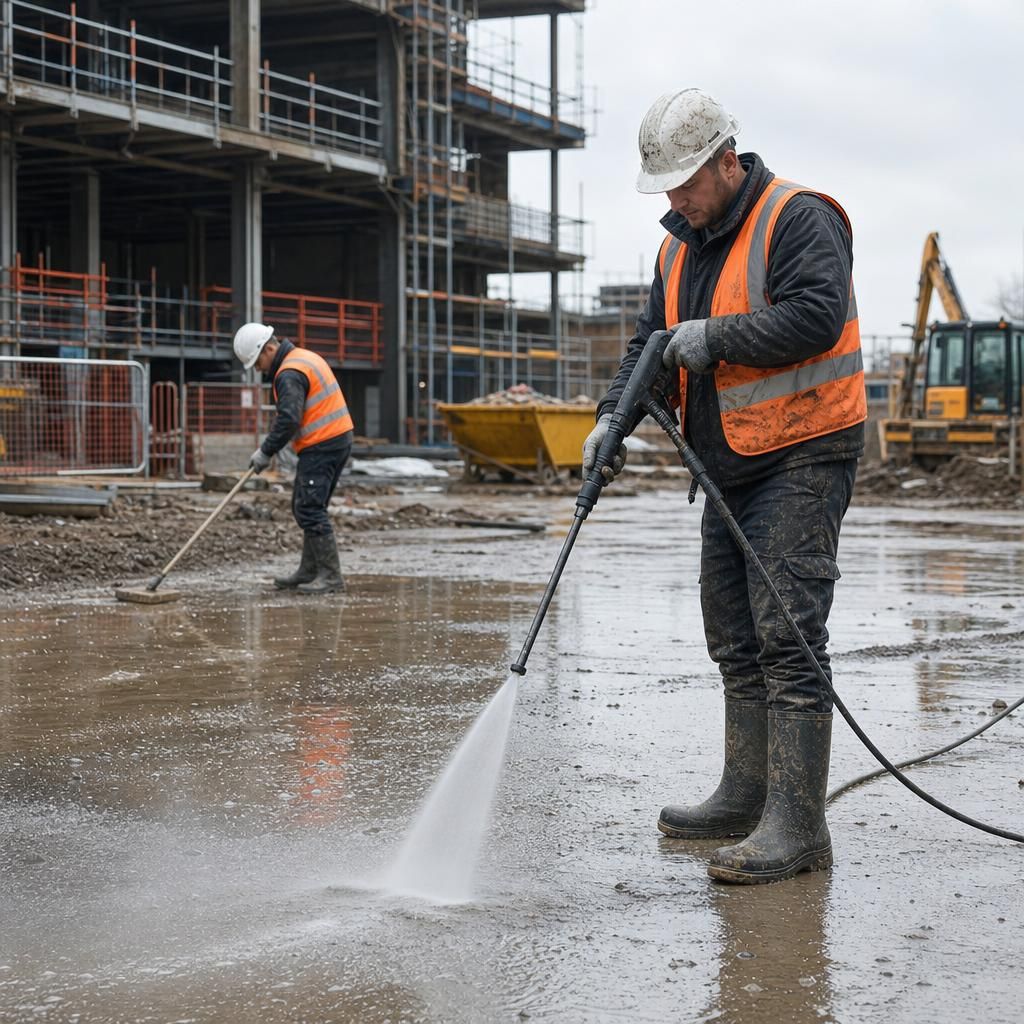 Removing graffiti from a construction site