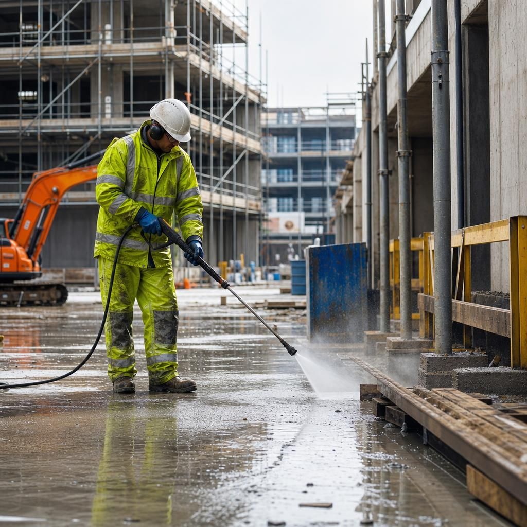 Roadway cleaning at a construction site