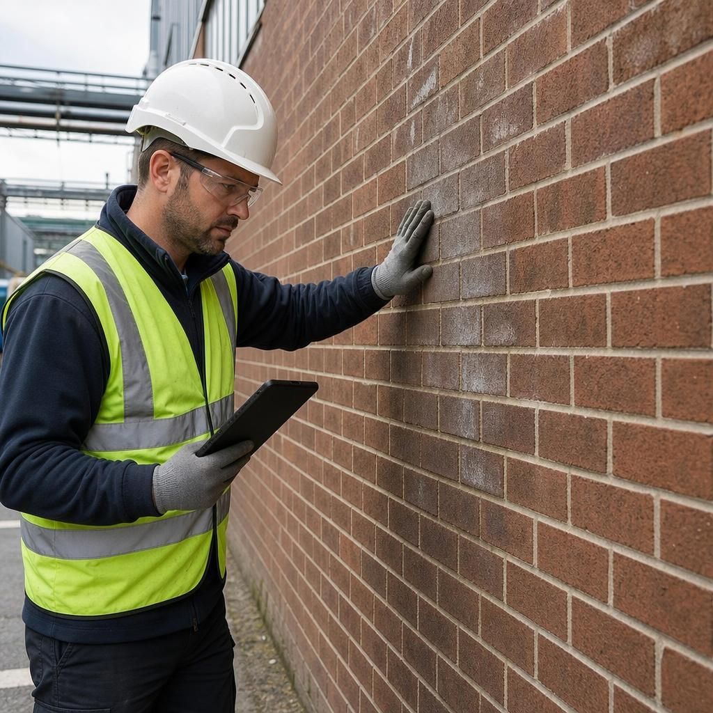 Pressure washing brick surface