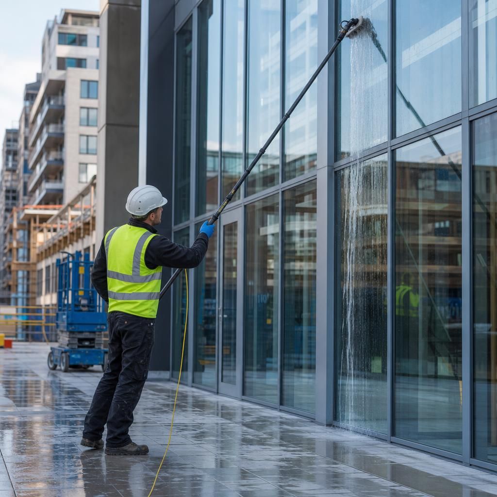 Cleaning cladding on a building