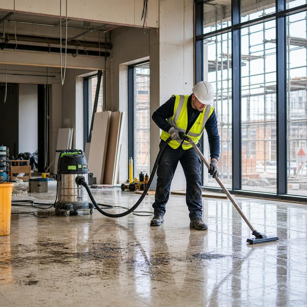 A completed roof cleaning after construction