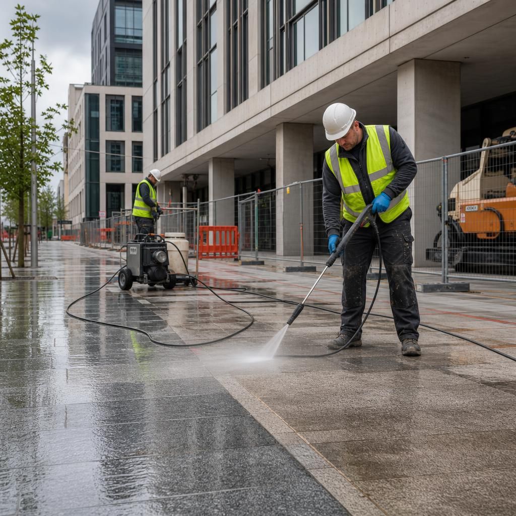 Exterior of a building after cleaning