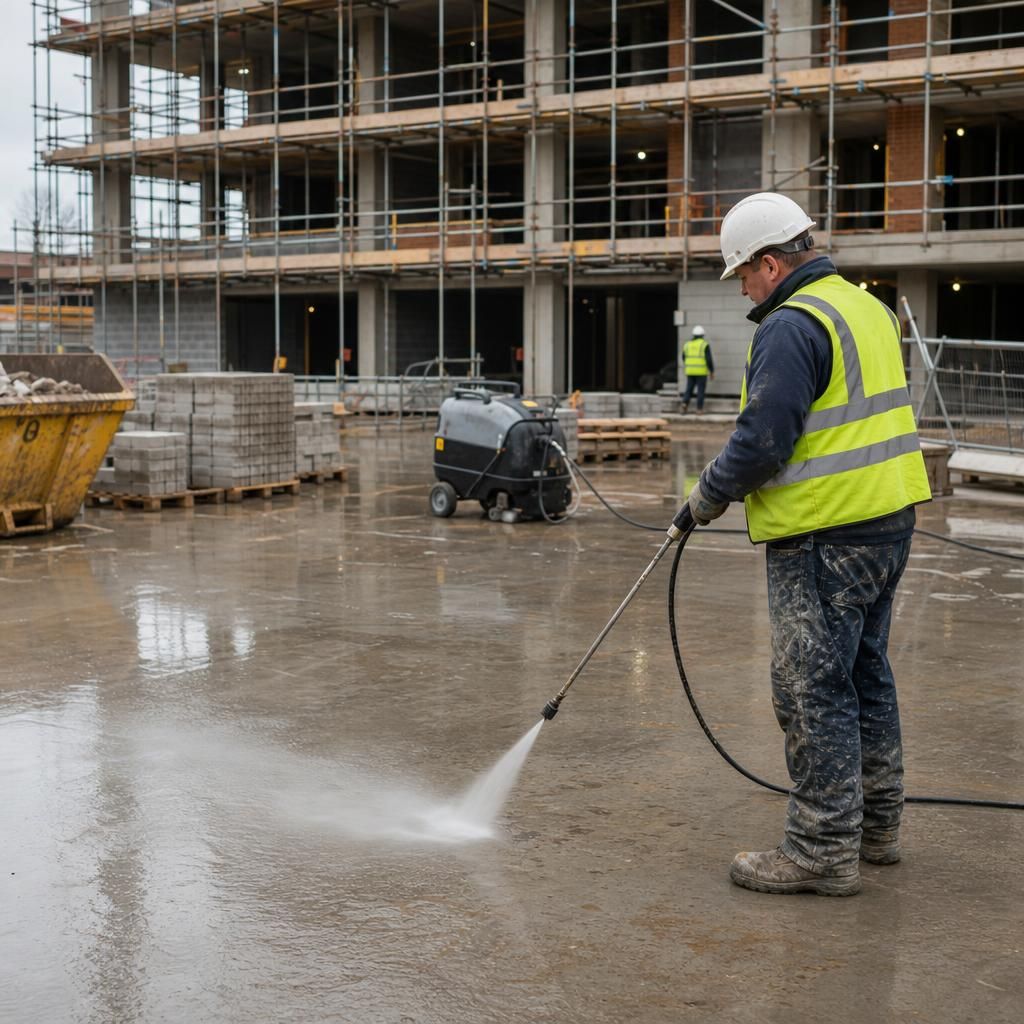 Cleaning a large car park area