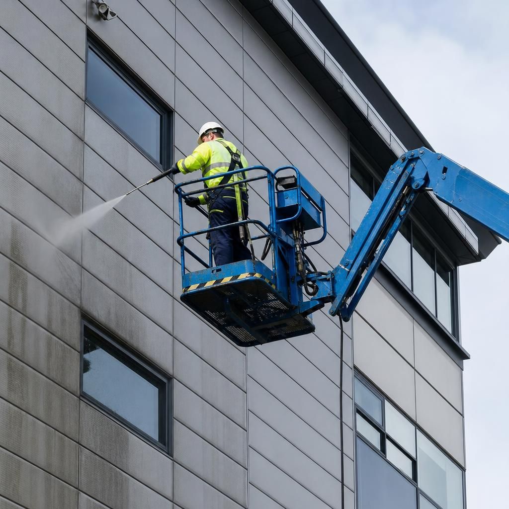 Specialist access equipment used for cladding cleaning