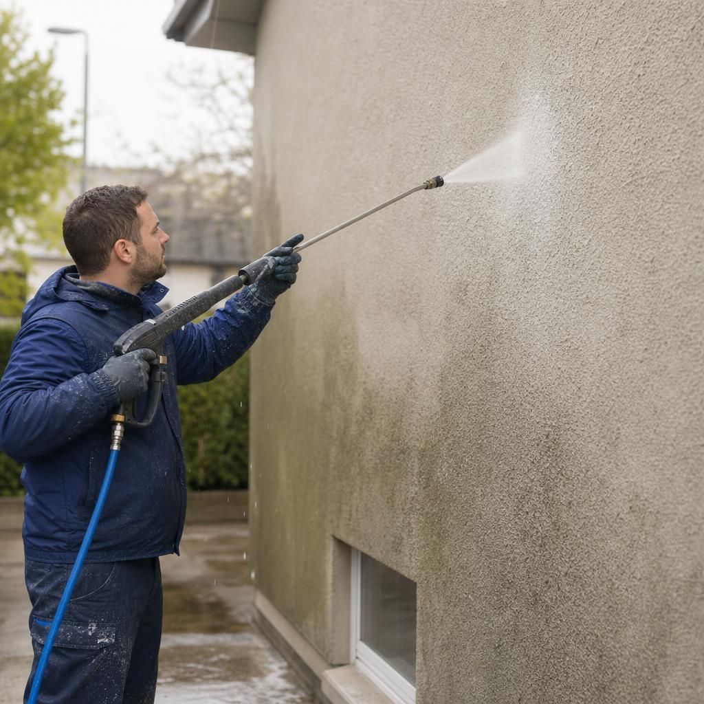 Steam cleaning of a building facade