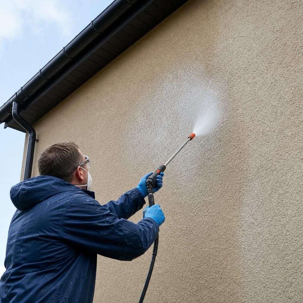 Restoration of colour on a rendered wall
