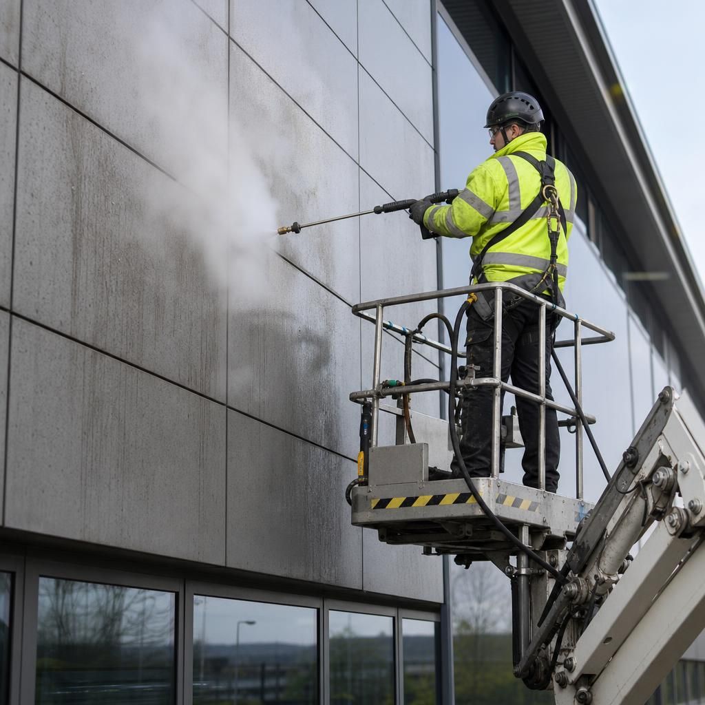 Cladding panels before and after cleaning