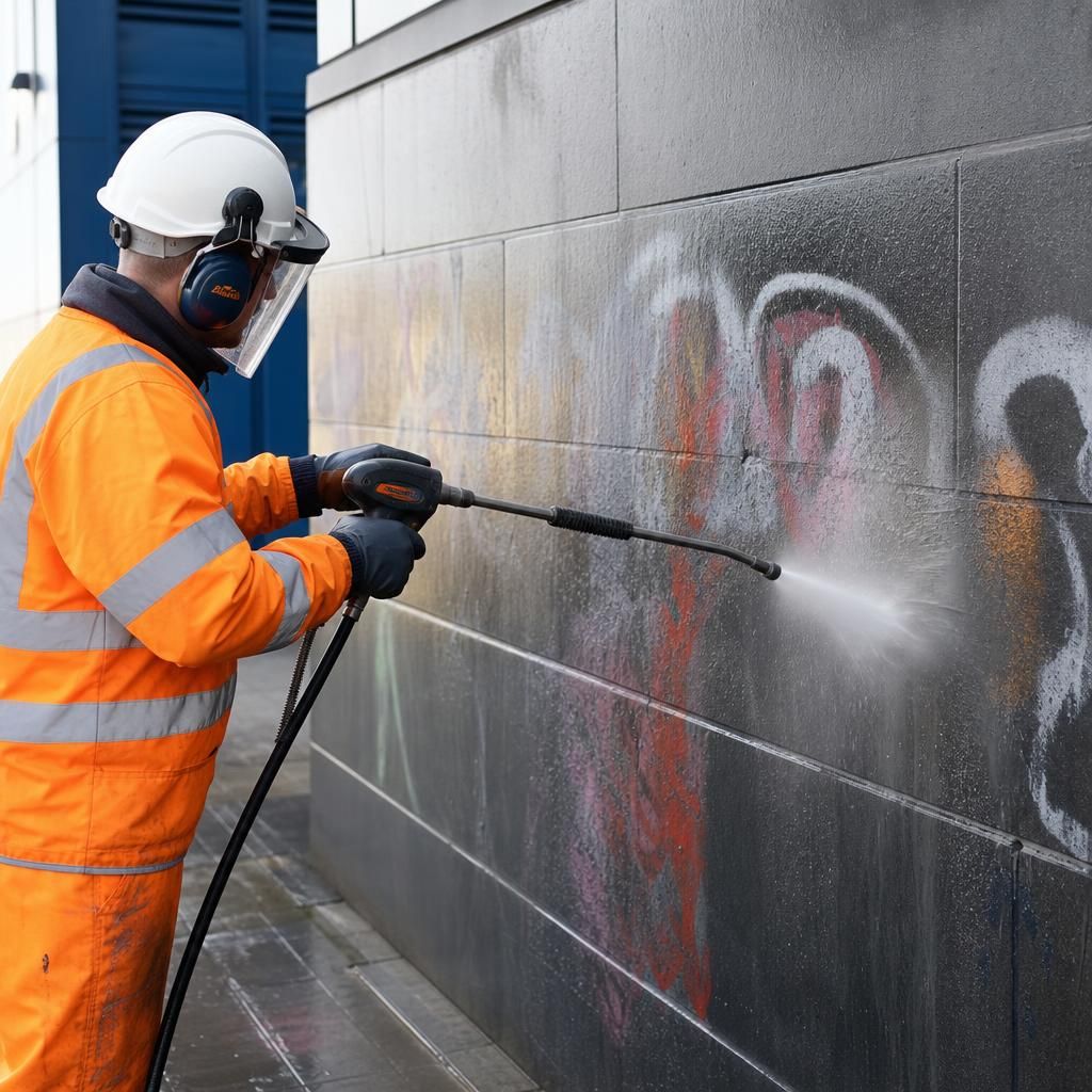 Applying chemical treatment to remove spray paint