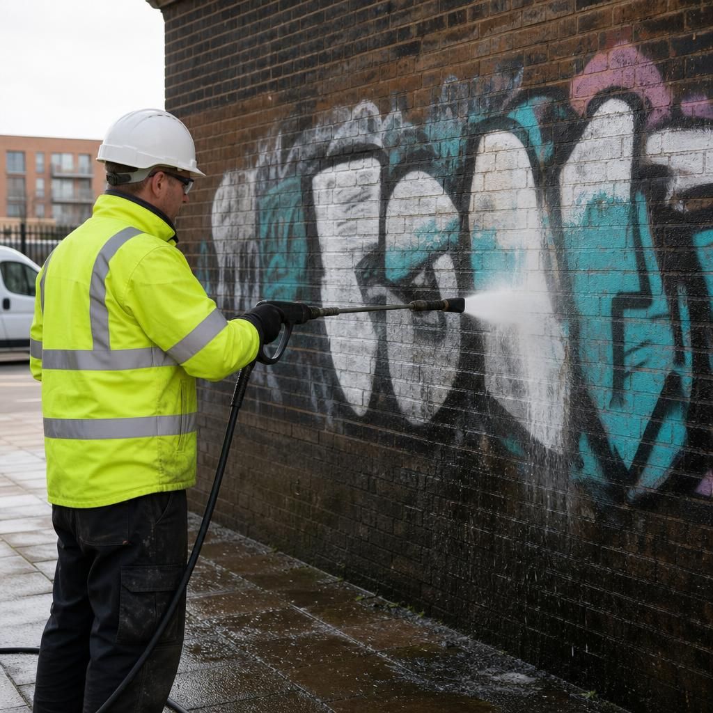 Graffiti removal using access equipment