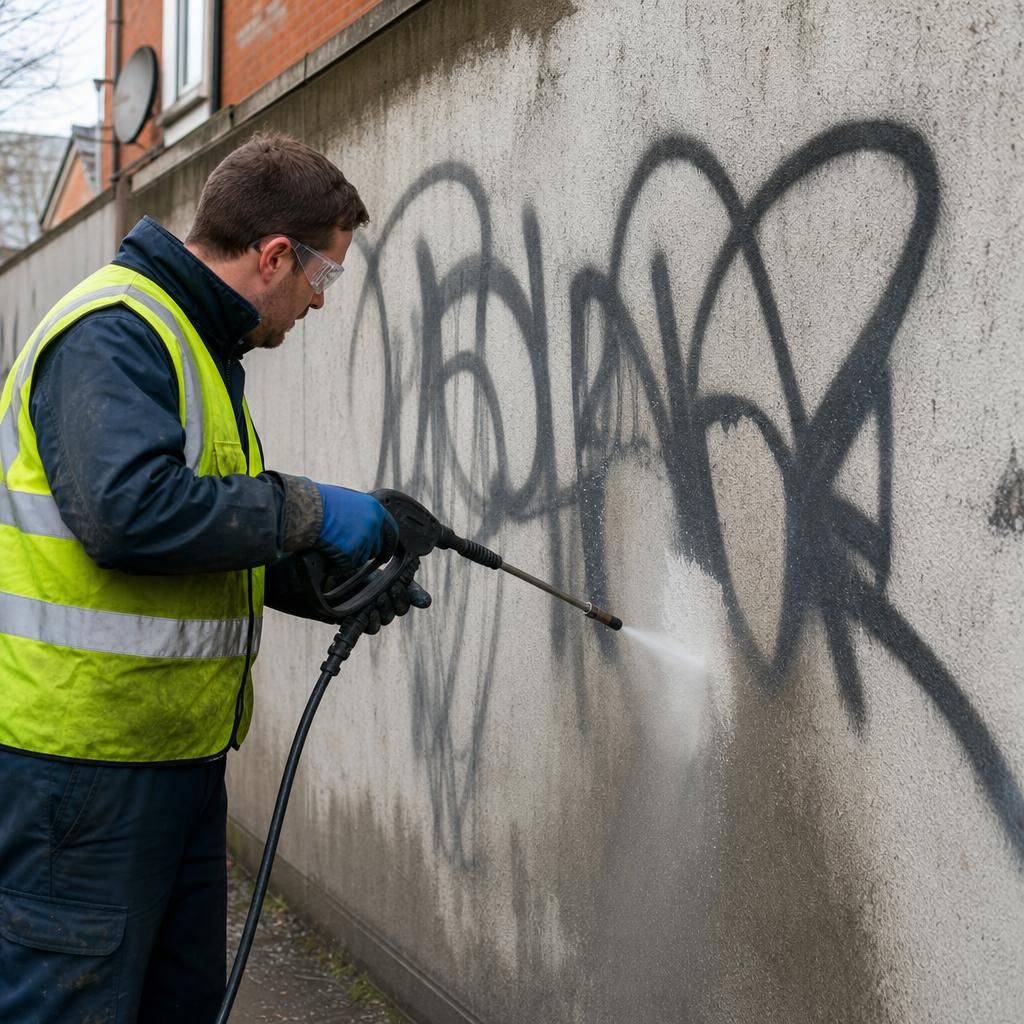 Advanced equipment used in graffiti removal