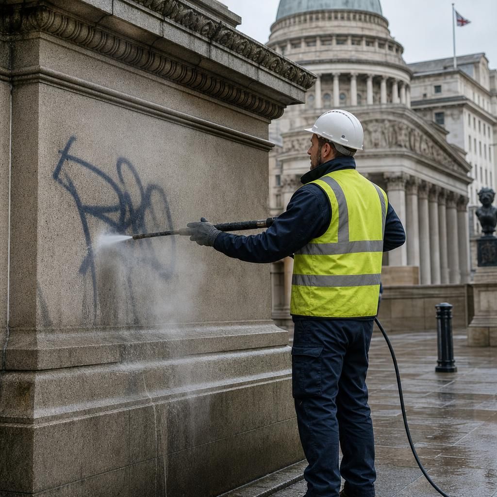 Ongoing graffiti maintenance on government building