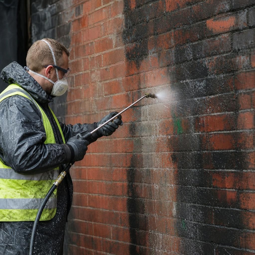 Safe application of cleaning agents on historic brick facade
