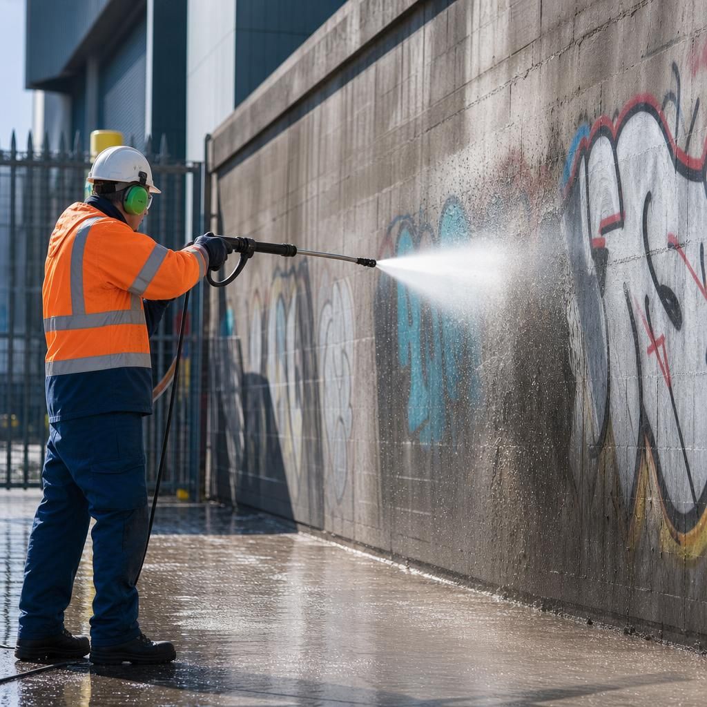 Steam cleaning graffiti removal