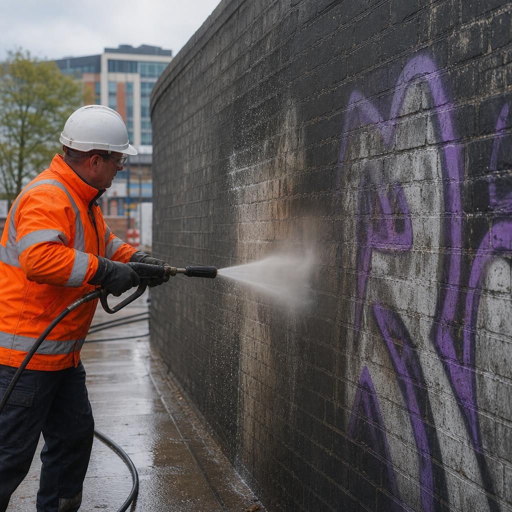 Steam cleaning of graffiti on stone