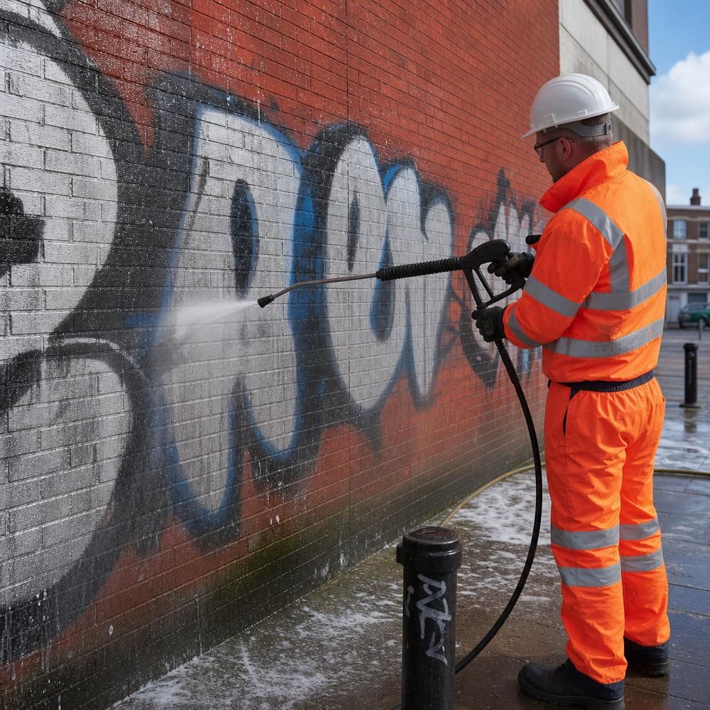Regular graffiti maintenance in an industrial area
