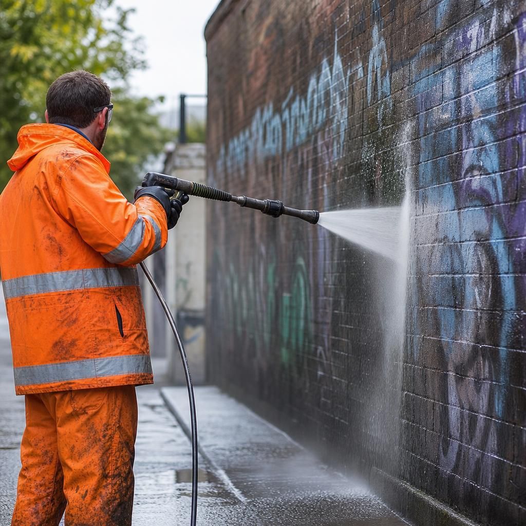 Graffiti-resistant coatings being applied