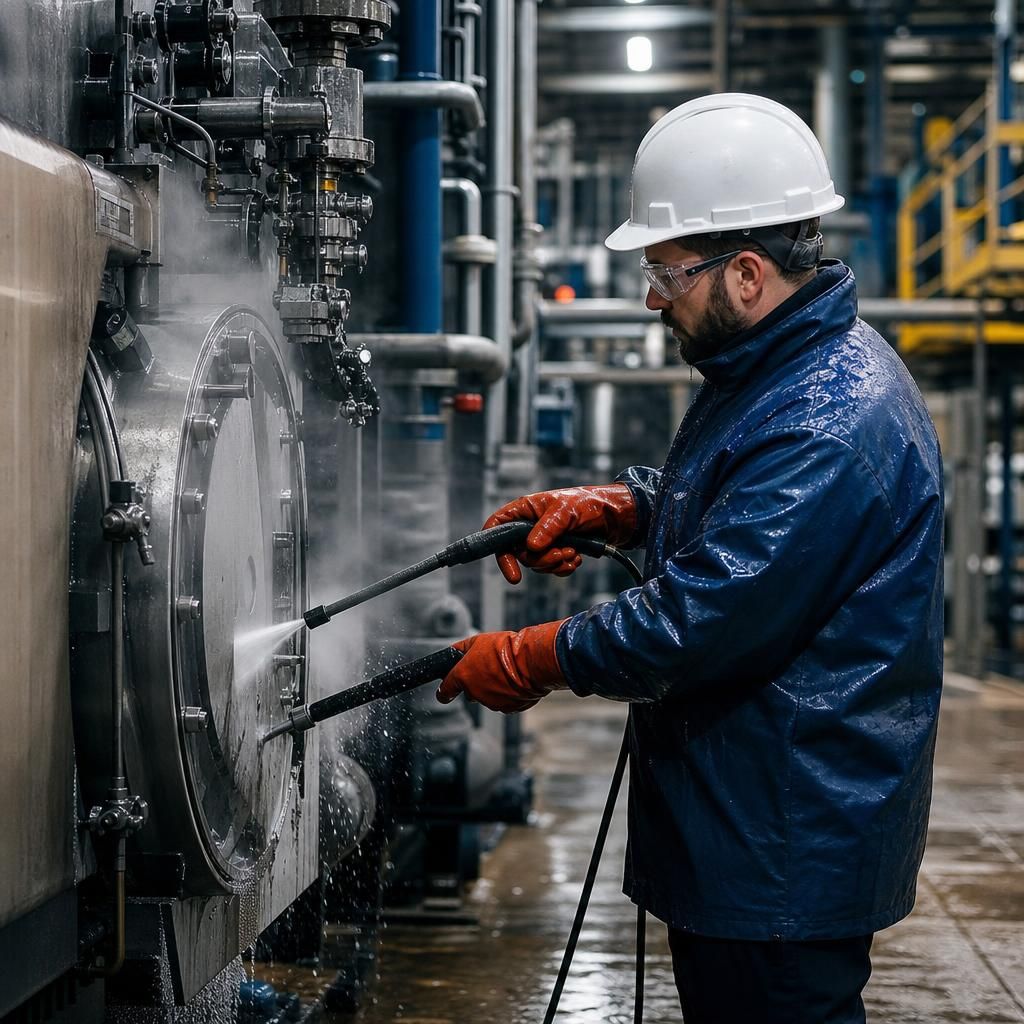 Steam cleaning application in an industrial setting