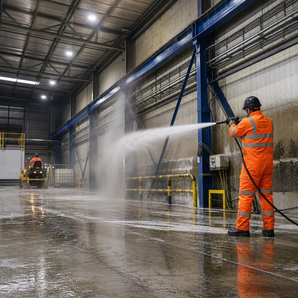 Steam cleaning in an industrial setting