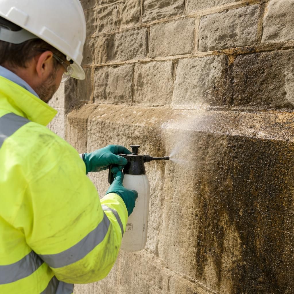 Application of bio cleaning agent on stone surface