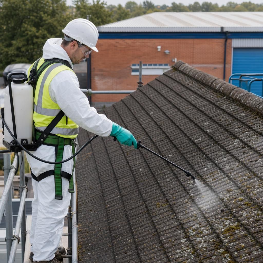 Clean roof after biocide treatment